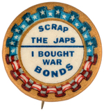 "SCRAP THE JAPS" RARE WWII BUTTON FROM HAKE BOOK COLOR PLATES.