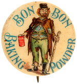 HAPPY HOBO HOLDS CAN OF BON BON BAKING POWDER FROM HAKE BOOK COLOR PLATES.