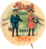 BRY'S SCHOOL SHOES RARE BUTTON FROM HAKE BOOK COLOR PLATES.