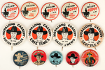 HOPALONG CASSIDY 14 BUTTONS PROMOTING THE HOPPY NEWSPAPER COMIC STRIP.