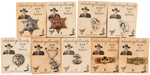 HOPALONG CASSIDY NINE CARDS WITH METAL JEWELRY ITEMS, BARRETTES, ETC.