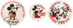 MICKEY MOUSE TRIO OF CLASSIC GIVE-AWAY 1930s BUTTONS.