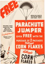 "KELLOGG'S CORN FLAKES PARACHUTE JUMPER" STORE SIGN.