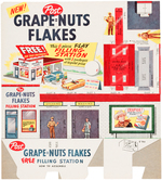 "POST GRAPE-NUTS FLAKES" CEREAL BOX SLIPCASE WITH FILLING STATION PUNCH-OUT (ROY ROGERS BILLBOARD).