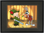 ELMER FUDD & BUGS BUNNY AS GROUCHO MARX FRAMED LIMITED EDITION "GROUCHO BUGS" ANIMATION CEL.