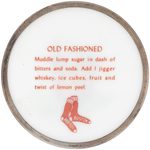 BOSTON RED SOX OLD FASHIONED DRINK RECIPE STERLING SILVER RIMMED COASTER.