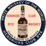 "HENDRICK'S CLUB RYE WHISKEY" MIRROR FROM BOSTON. 2-1/8" by W&H.