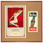 "WM. FRANTZ PALE DRY GINGER ALE" TIN DOOR PUSH FRAMED WITH 1950S MARILYN MONROE CALENDAR