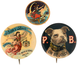 THREE CHOICE COLOR BEER AND ALE BUTTONS FROM THE EARLY 1900s.