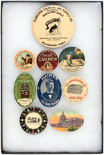 EIGHT NICE ADVERTISING POCKET MIRRORS AND PAPERWEIGHT MIRROR FOR CHEMICAL CO.