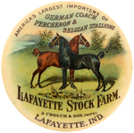 LAFAYETTE STOCK FARM BUTTON NAMING THREE RATHER THAN FIVE HORSE BREEDS.