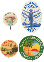 FOUR GRAPHIC BUTTONS FOR ATLANTIC CITY, TAMPA AND MIAMI.