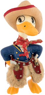 DONALD DUCK (LONG-BILLED) KNICKERBOCKER COMPOSITION COWBOY DOLL.