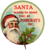 BEAUTIFULLY COLORED AND LARGE 1.75" SANTA BUTTON.