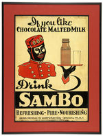 “DRINK SAMBO” FRAMED METAL SIGN.