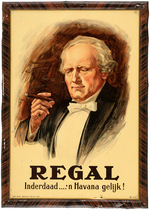 "REGAL" CIGARS TIN ADVERTISING SIGN.