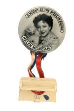 "HELEN MORGAN" POPULAR TORCH SINGER BUTTON WITH "TOOTSIE TOY" PIANO ACCENT.