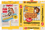 POST "CRISPY CRITTERS" FILE COPY CEREAL BOX FLAT WITH "LINUS THE LION FUN BOOK" OFFER.