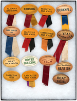 PENNSYLVANIA HIGH SCHOOLS AND A FEW COLLEGES C. 1930s FIGURAL FOOTBALL BUTTONS.