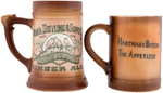 "HARTMAN'S BITTERS" & "DOVE BRAND GINGER ALE" ADVERTISING MUG PAIR.