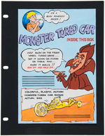 GENERAL MILLS COUNT CHOCULA "MONSTER TURBO CAR" CEREAL BOX BACK PROTOTYPE ORIGINAL ART.