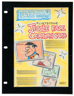 POST "FLINTSTONE JIGGLE FACE CARTOON" CEREAL BOX BACK PREMIUM PROTOTYPE ORIGINAL ART.