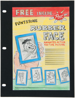 POST "FLINTSTONE RUBBER FACE" CEREAL BOX BACK PREMIUM PROTOTYPE ORIGINAL ART.