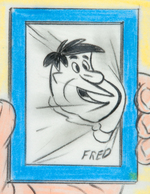 POST "FLINTSTONE RUBBER FACE" CEREAL BOX BACK PREMIUM PROTOTYPE ORIGINAL ART.