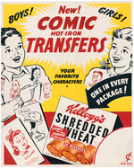 KELLOGG'S SHREDDED WHEAT "COMIC HOT-IRON TRANSFERS" STORE SIGN .