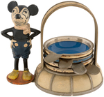 MICKEY MOUSE DEAN'S RAG-STYLE METAL FIGURE WITH ASHTRAY SET.