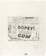 "DOPEY BUBBLE GUM" SIGN & PREMIUM VENTRILOQUIST DUMMY PROTOTYPE ORIGINAL ART PAIR.
