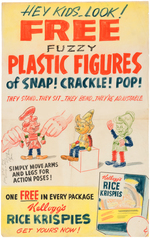 KELLOGG'S RICE SNAP, CRACKLE & POP PREMIUM PLASTIC FIGURES SIGN PROTOTYPE ORIGINAL ART.