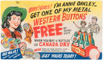 CANADA DRY "ANNIE OAKLEY WESTERN BUTTONS" SIGN PROTOTYPE ORIGINAL ART.