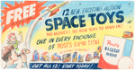 POST "12 NEW EXCITING ACTION SPACE TOYS" SIGN PROTOTYPE ORIGINAL ART.