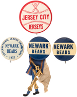 JERSEY CITY JERSEYS & NEWARK BEARS FOUR MUCHINSKY COLLECTION BUTTONS.