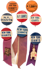 N.Y. GIANTS EIGHT BUTTONS USED AS MUCHINSKY BOOK PHOTO PLATE EXAMPLES.