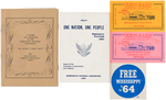 MISSISSIPPI FREEDOM DEMOCRATS EPHEMERA FROM THE 1964 DEMOCRATIC NATIONAL CONVENTION.