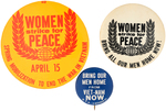 GROUP OF THREE WOMEN STRIKE FOR PEACE ANTI-VIETNAM WAR BUTTONS.