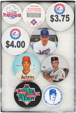 TEXAS RANGERS FIVE BUTTONS INCL. NOLAN RYAN PLUS FOUR MORE RYAN BUTTONS.