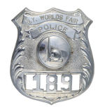 RARE OFFICIAL BADGE "N.Y. WORLD'S FAIR POLICE."