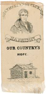 "HARRISON OUR COUNTRY'S HOPE" 1840 PORTRAIT RIBBON.