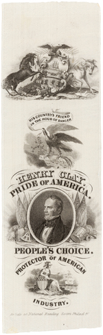 HIGH GRADE "HENRY CLAY PRIDE OF AMERICA" SILK CAMPAIGN RIBBON.