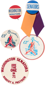 WASHINGTON SENATORS FIVE MUCHINSKY BOOK PHOTO PLATE BUTTONS.