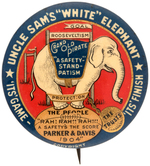 PARKER CLASSIC 1904 "WHITE ELEPHANT" CARTOON BUTTON.