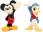 MICKEY MOUSE & DONALD DUCK MINATURE SHAW CERAMIC FIGURINE PAIR.