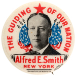 "THE GUIDING (STAR) OF OUR NATION ALFRED E. SMITH" BUTTON RED VARIETY.