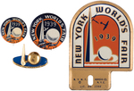 NEW YORK 1939 WORLD'S FAIR FOUR ITEMS INCL. RARE BUTTON AND LICENSE.