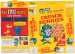 QUAKER "CAP'N CRUNCH'S CRUNCH BERRIES" CEREAL BOX & PREMIUM WIGGLE FIGURE TRIO.