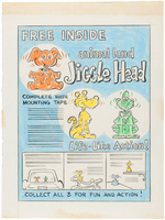 "JIGGLE HEAD" PREMIUM CEREAL BOX BACK PROTOTYPE ORIGINAL ART.