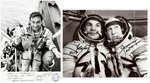 RUSSIAN COSMONAUTS SIGNED PHOTO PAIR.